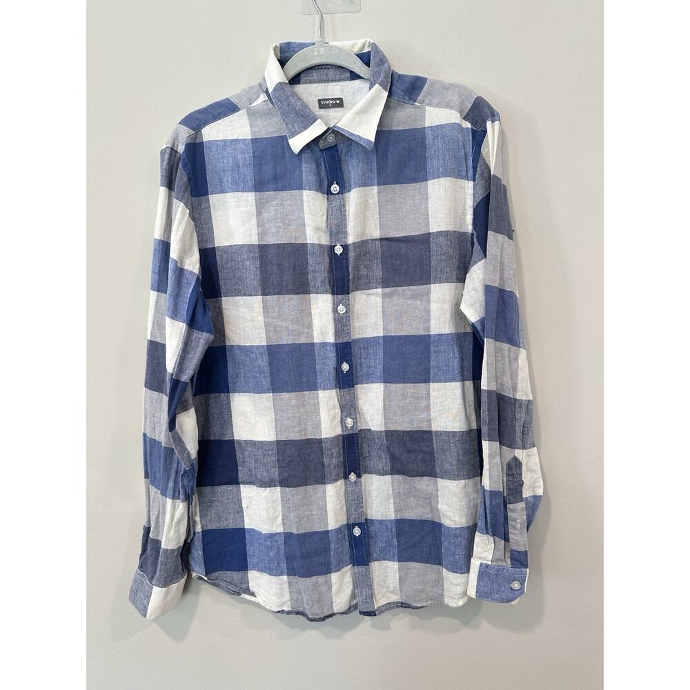 Woolworth's Studio W Men's Shirt Gingham Check Size Large 2176
